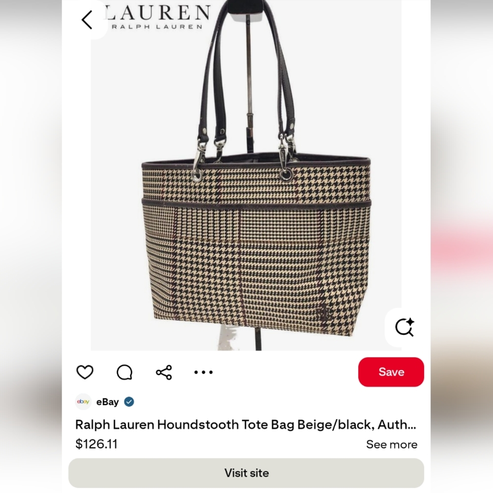 Stylish Houndstooth Tote Bag